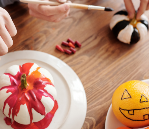 Halloween decoration, Colorfully painted pumpkins