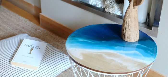 Epoxy resin beach effect table